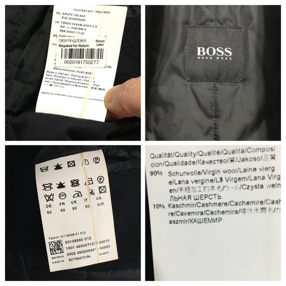 HUGO BOSS Cahmere-Wool Coat Jacket Black Size 40R Mens - Picture 12 of 14